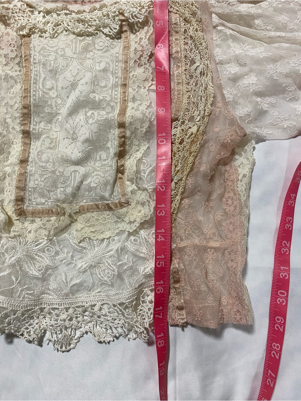 Lace Ruffle Victorian-Inspired Blouse in Ivory and Blush - Picture 9 of 10